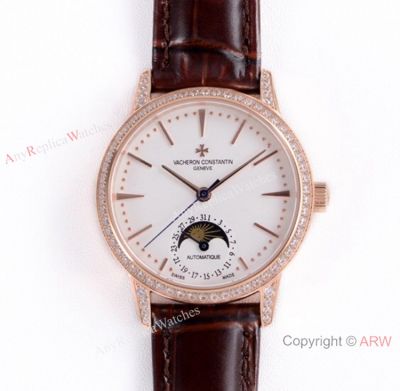 (VC) Vacheron Constantin Patrimony Moon Rose Gold Diamond-set Watch Swiss Replica